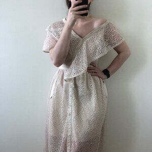 Lace Frill Midi Dress